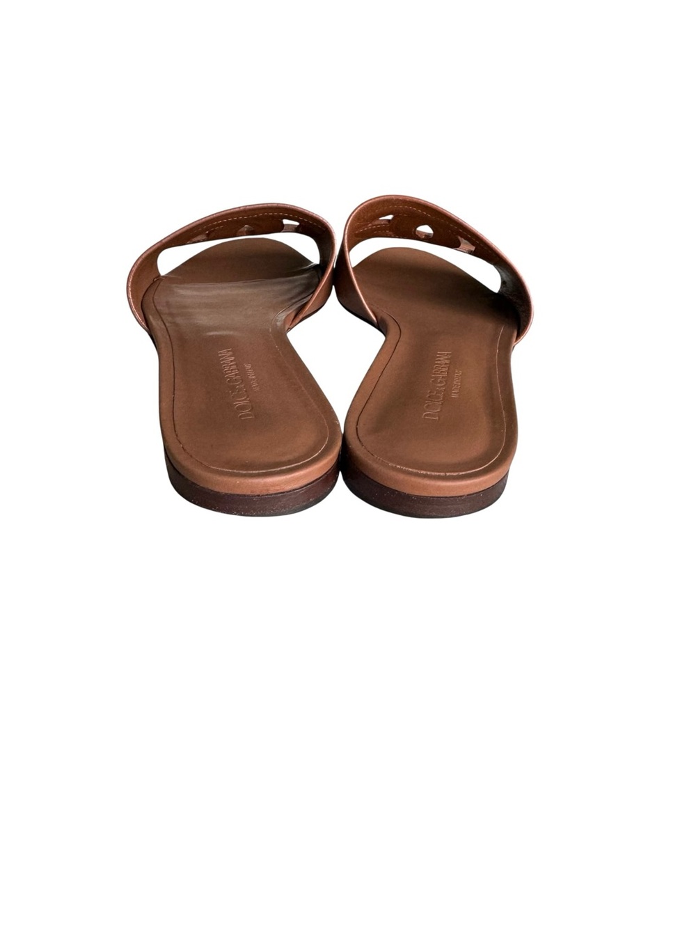 Dolce & Gabbana Bianca Calfskin Slides Sandals Light Brown - Picture 11 of 16